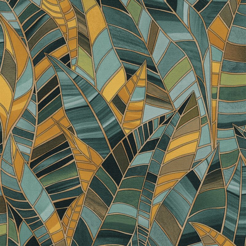 Seranade Abstract Leaf Wallpaper Green Sample