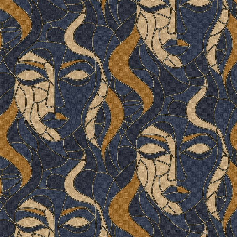 Moretta Mosaic Tile Wallpaper Navy Sample