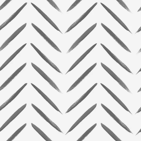 Chevron Brush Marks Wallpaper Black & White Sample