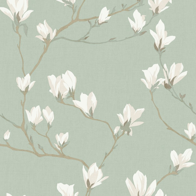 Laura Ashley Magnolia Grove Wallpaper Pale Eau de Nil Sample