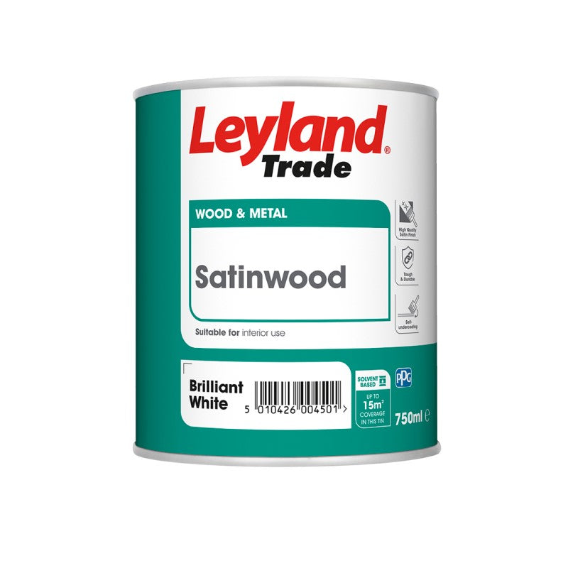 Leyland Trade Satinwood Paint - Brilliant White