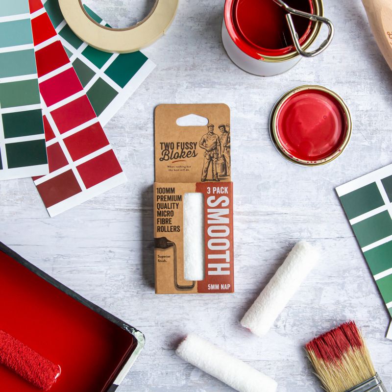 Two Fussy Blokes Microfibre Mini 4" Smooth Paint Rollers - 3 Pack