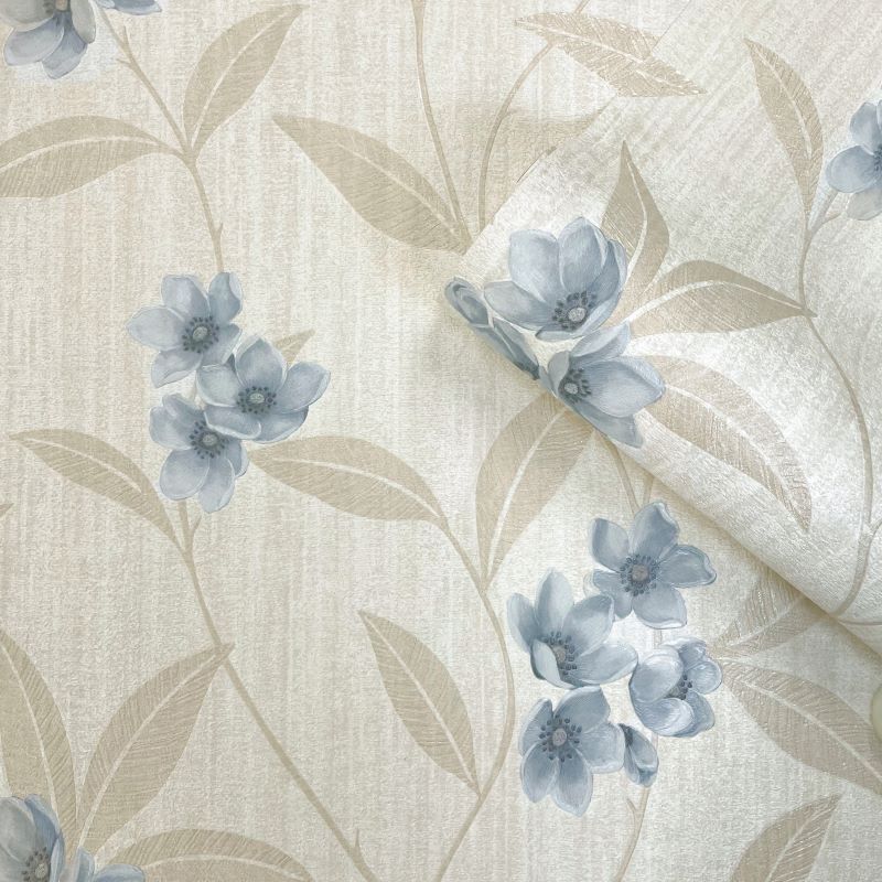 Giovanna Floral Wallpaper Blue Cream Sample
