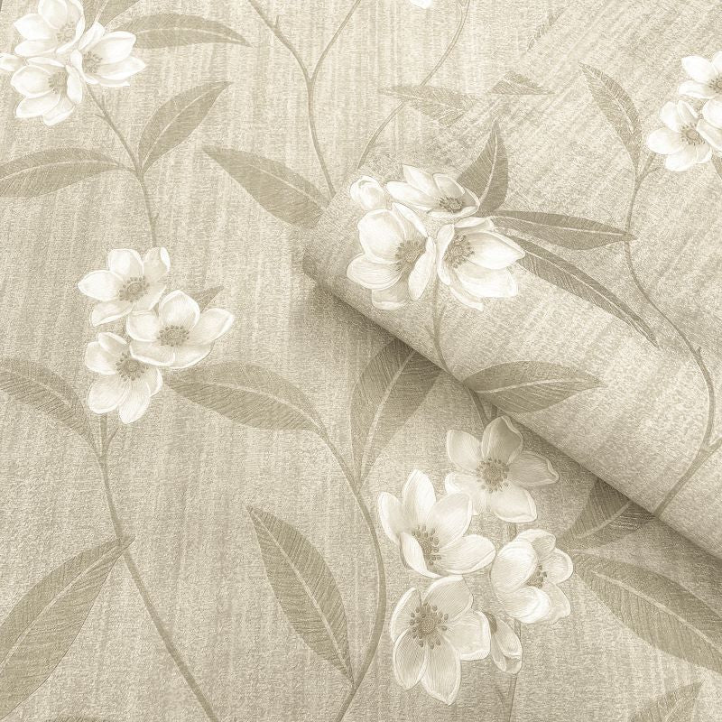 Giovanna Floral Wallpaper Cream Beige Sample