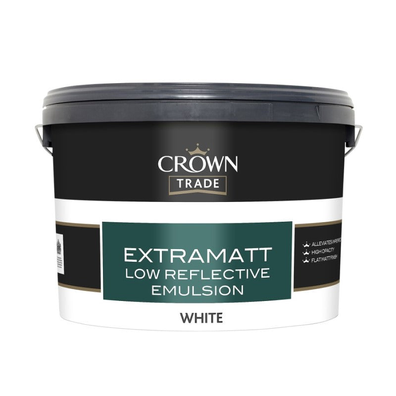 Crown Trade Satin Finish Paint – 5 Litre Tin, White – Low/Medium Sheen For Wood & Metal, Odour Blocking
