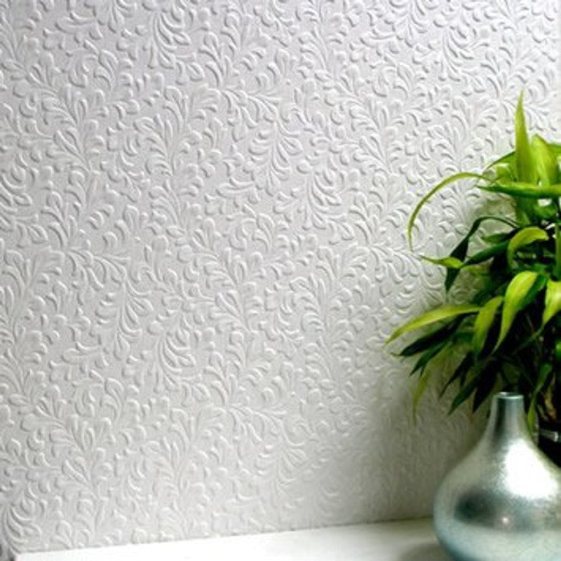 Anaglypta Original Wilton Leaf Wallpaper White (RD314)
