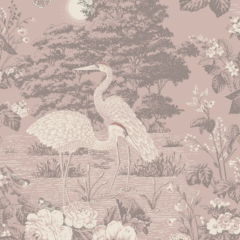 Izumi Oriental Crane Pink Wallpaper Sample