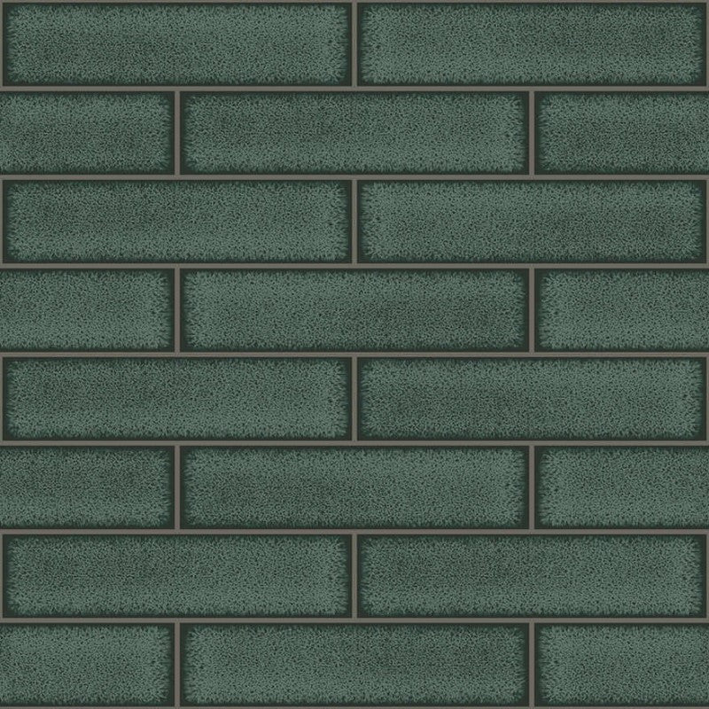 Caledon Gloss Tile Wallpaper - Emerald Sample