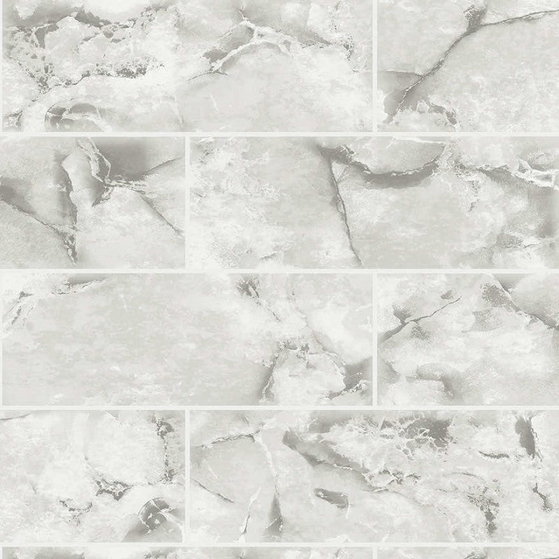 Odeon Marble Tile Wallpaper - Dove Sample