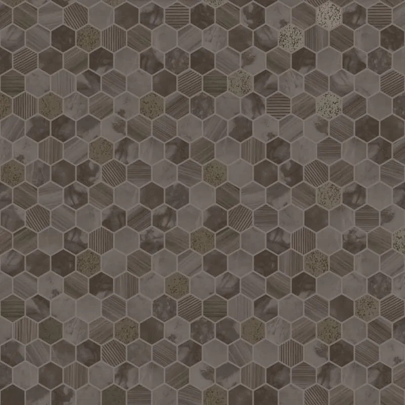 Hexara Tile Mosaic Wallpaper - Bronze Sample