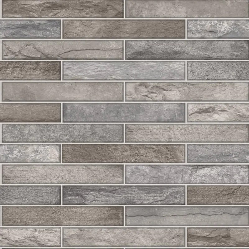 Talara Stone Tile Wallpaper - Blue Mocha Sample
