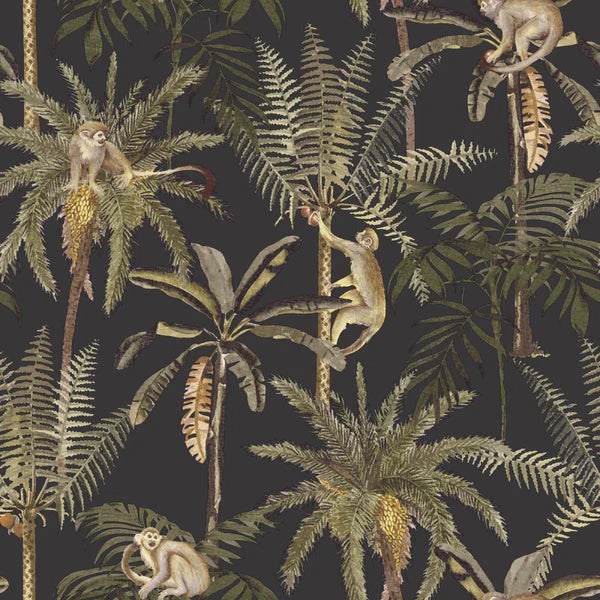 Ateles Monkey Wallpaper - Charcoal Sample