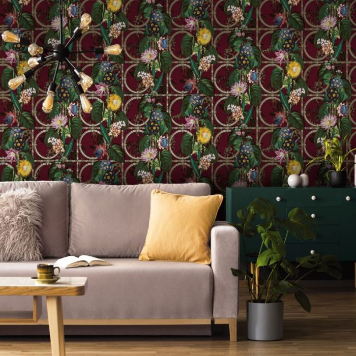Alata Bold Floral Metallic Wallpaper