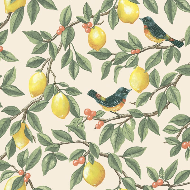 Ponderosa Lemon Trail Wallpaper Sample - Cream/Orange