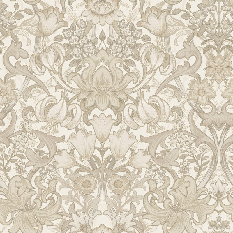 Fleurmont Ornate Floral Wallpaper Sample - Neutral