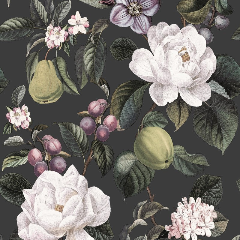 Pendula Floral Wallpaper Sample - Charcoal