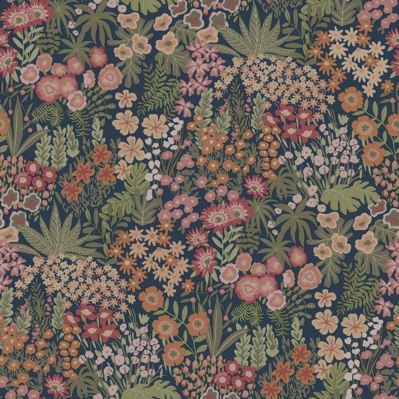 Lysandra Floral Meadow Wallpaper Sample - Navy/Multi