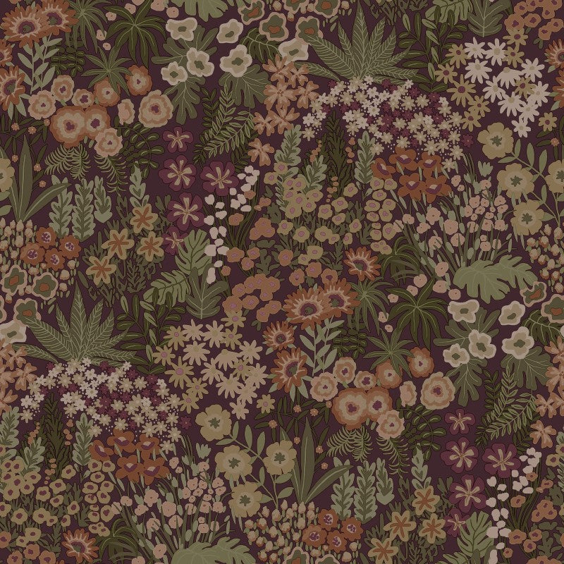 Lysandra Floral Meadow Wallpaper Sample - Mulberry