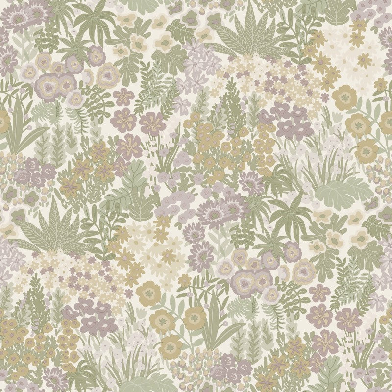 Lysandra Floral Meadow Wallpaper Sample - Cream/Heather
