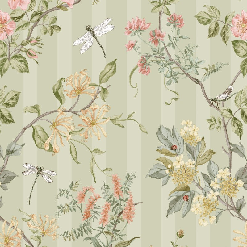 Camberley Floral Trail Wallpaper Sample - Sage