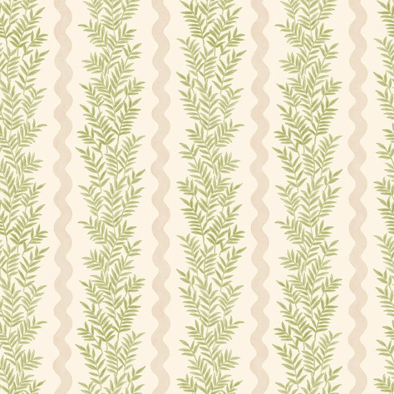 Pipkin Stripe Leaf Wallpaper Sample - Cream/Blush