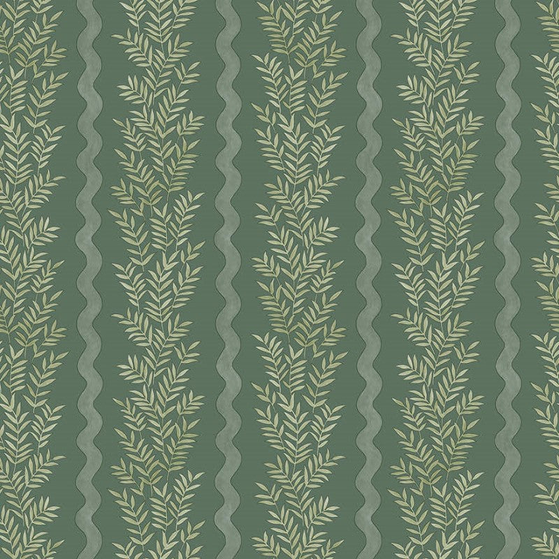 Pipkin Stripe Leaf Wallpaper Sample - Green