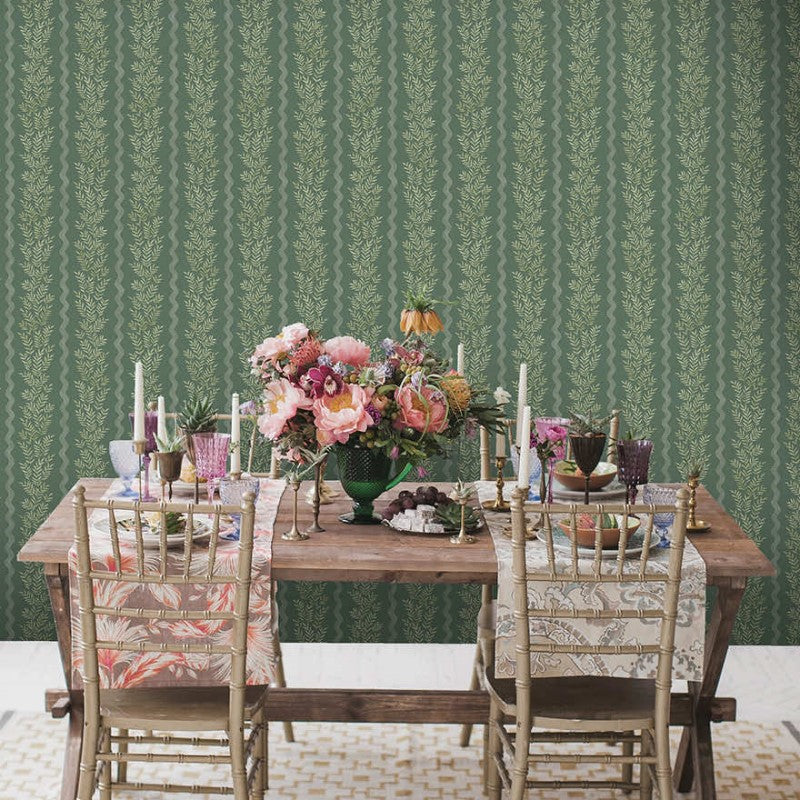 Pipkin Stripe Leaf Wallpaper
