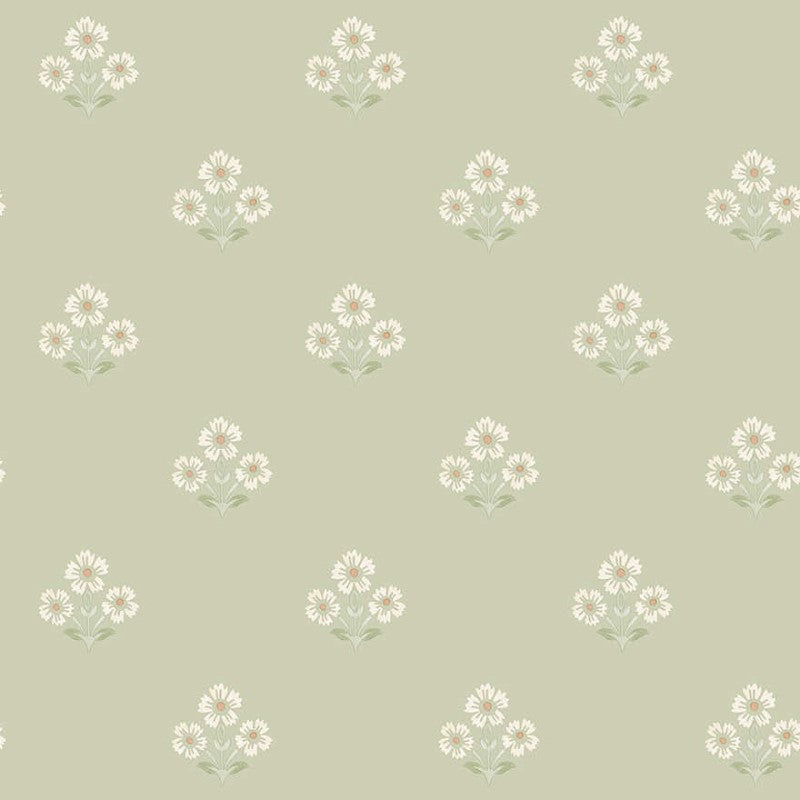 Isadora Floral Motif Wallpaper Sample - Sage