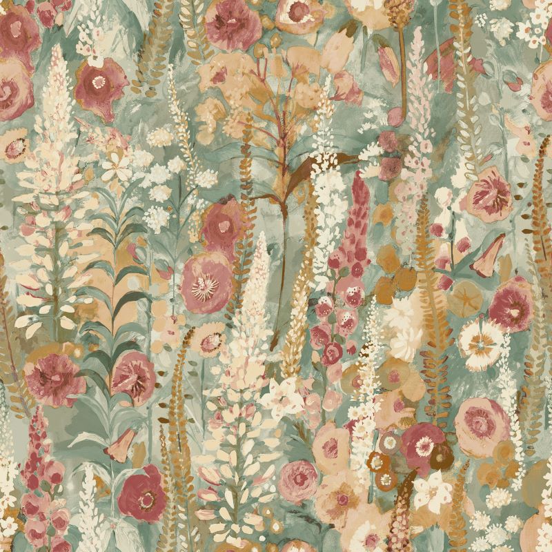 Delphinium Floral Forest Wallpaper Sage Sample