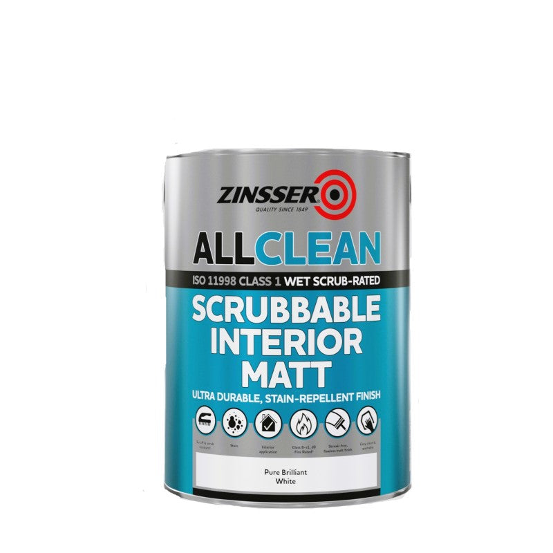 Zinsser AllClean Scrubbable and Fire Rated Interior Matt - Brilliant White