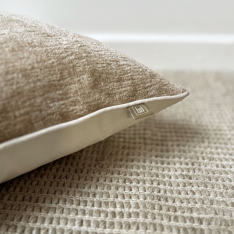 Belgravia Luxe Wave Chenille Beige Cushion 50X30cm