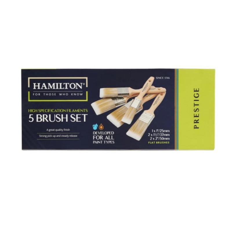 Hamilton 5 brush set packaging on a white background