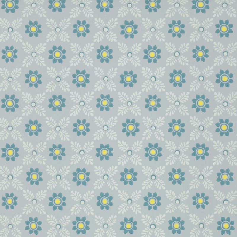 Little Greene Ditsy Block Wallpaper Sample - Bone China Blue