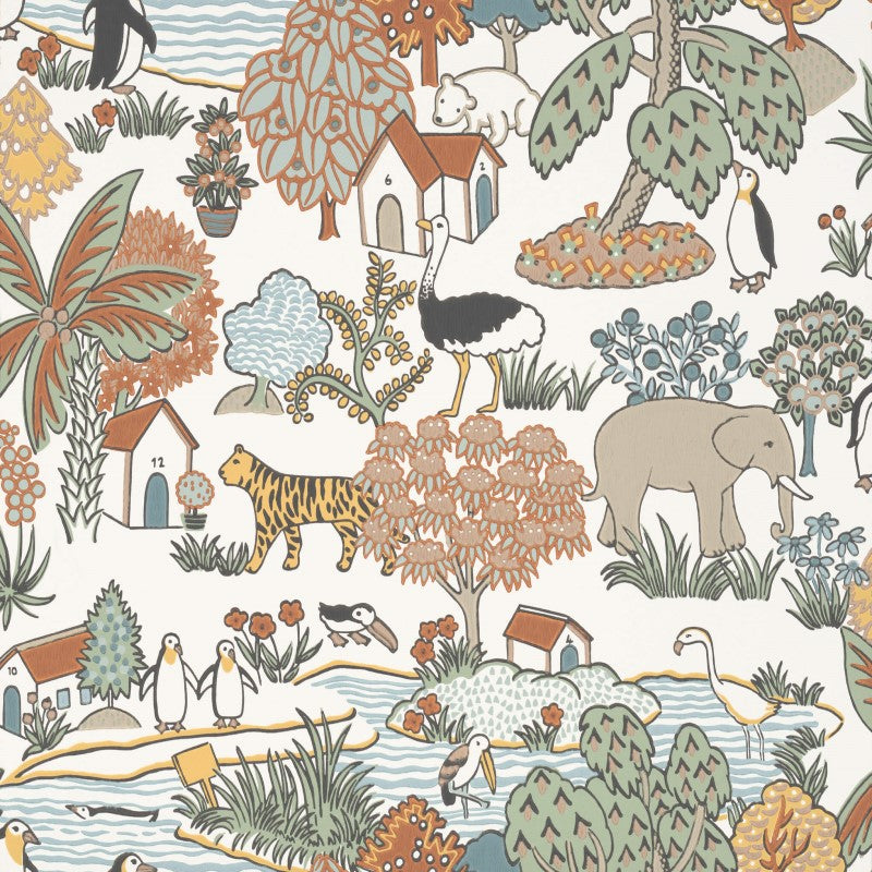 Little Greene Animal Kingdom Wallpaper Sample - Pea