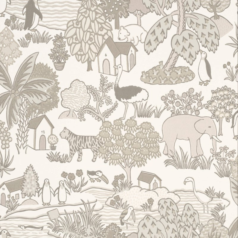 Little Greene Animal Kingdom Wallpaper Sample - Portland Stone