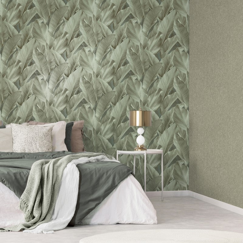 Gianni Leaf Metallic Textured Wallpaper