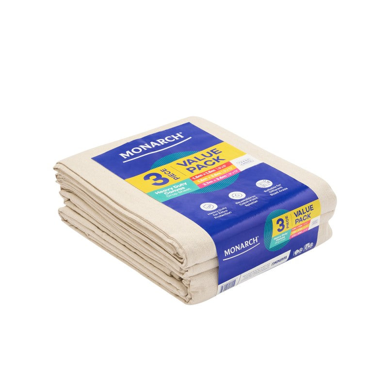 Monarch Heavy Duty Canvas Dust Sheets (3 Pack)