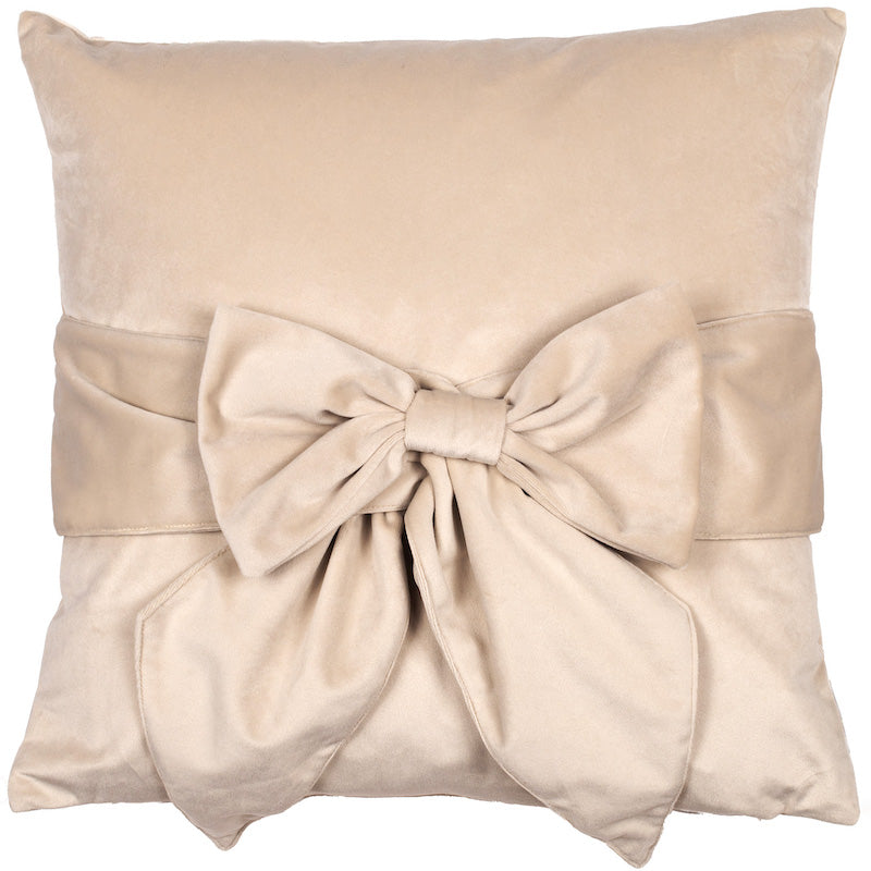 Malini Cream Velvet Tiedup Bow Cushion