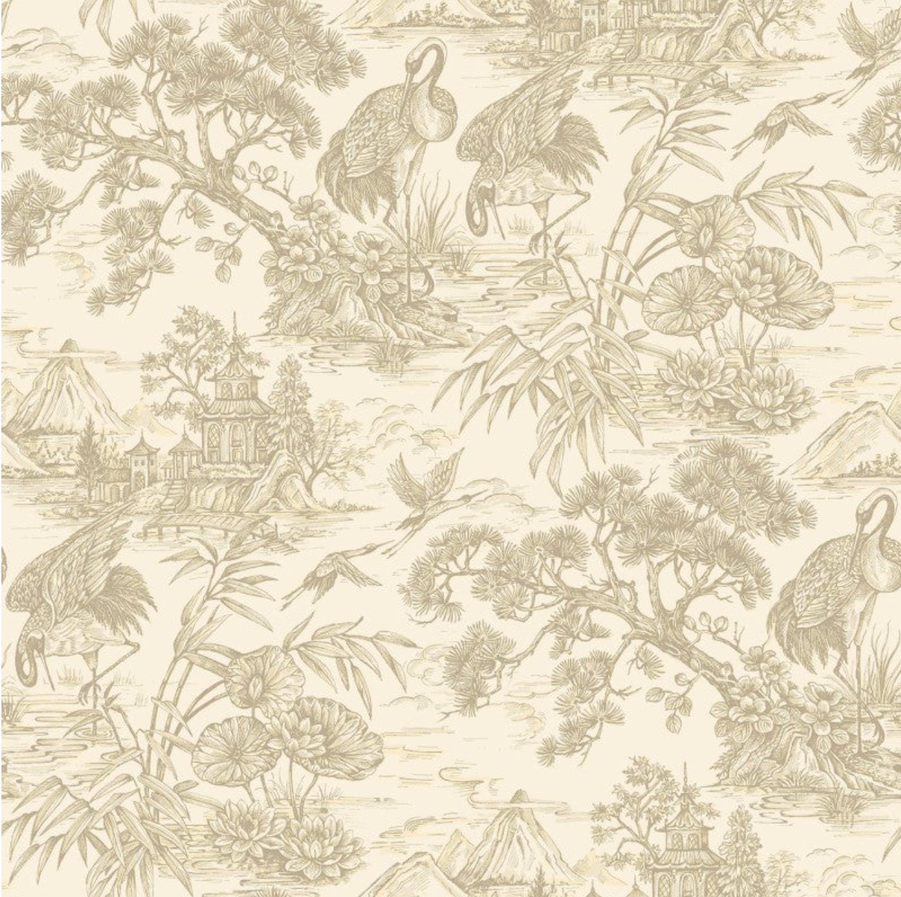 Natoru Oriental Wallpaper - Cream Sample