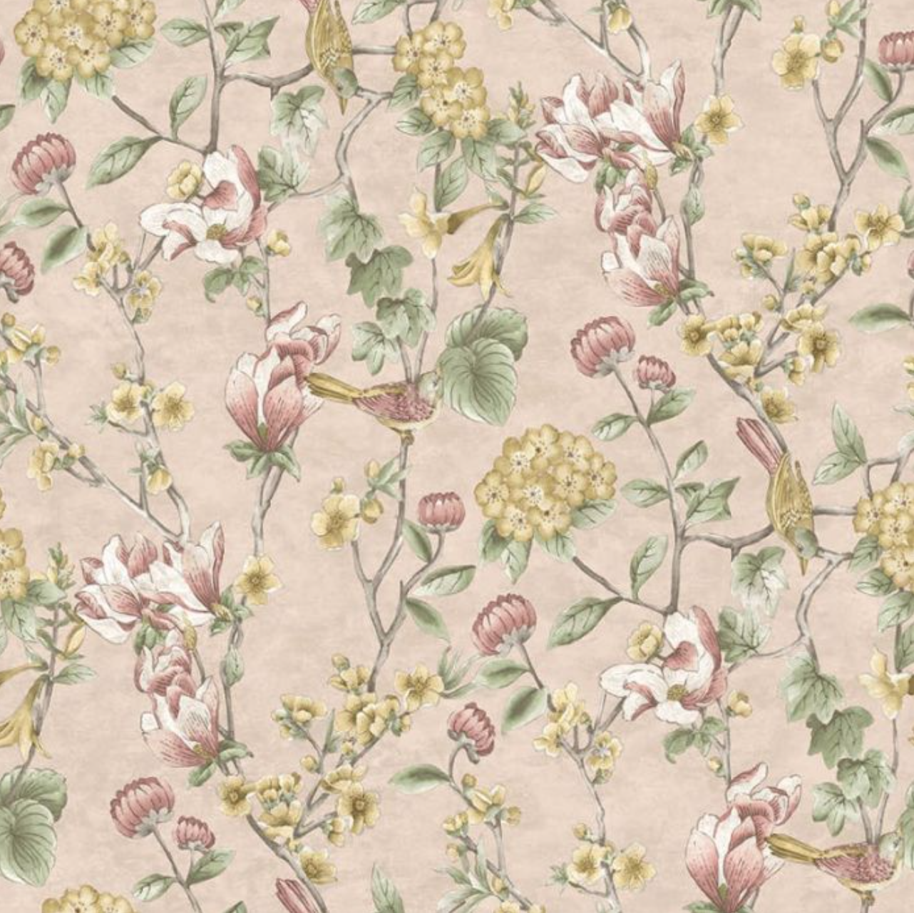 Nightingale Floral Trail Wallpaper - Pink Sample