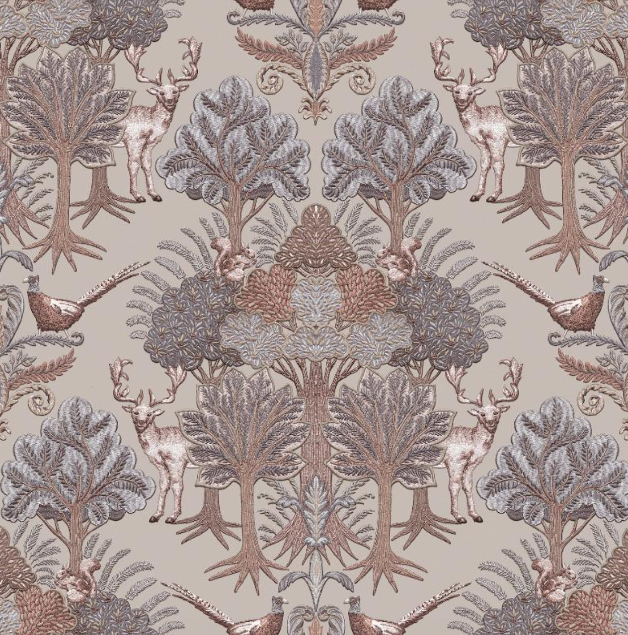 Nordic Deer Woodland Wallpaper Taupe Sample