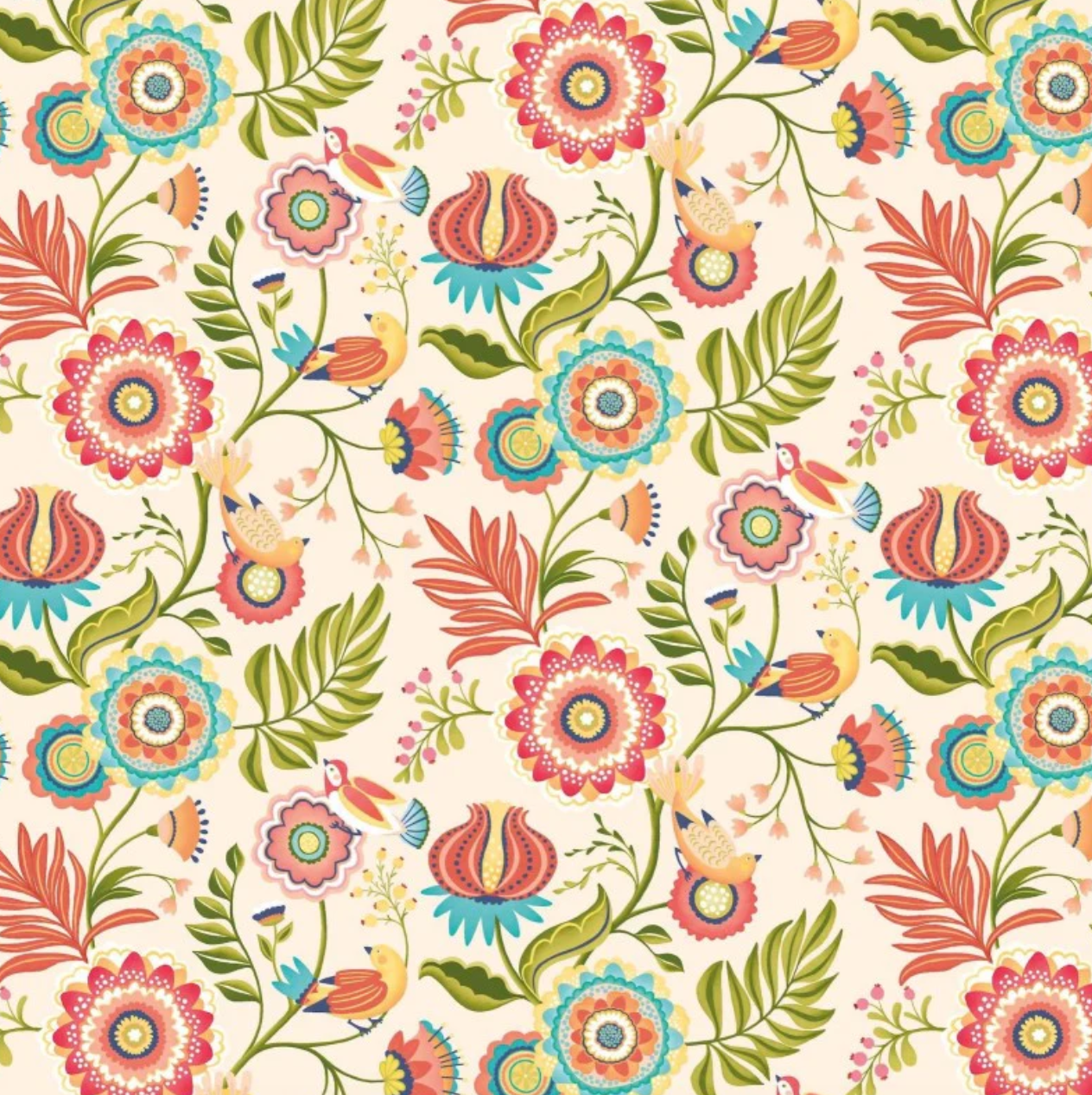 Ohpopsi Ichika Trail Wallpaper Coral & Linen Sample