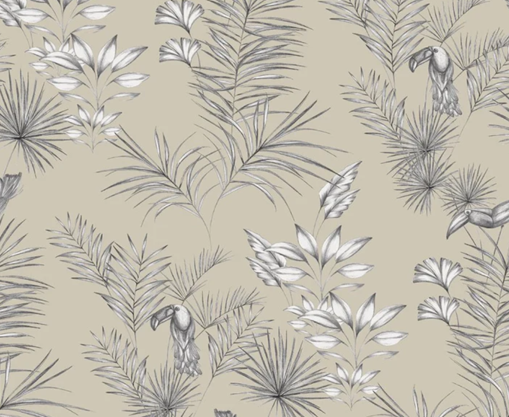 Ohpopsi Toucan Toile Wallpaper Linen Sample