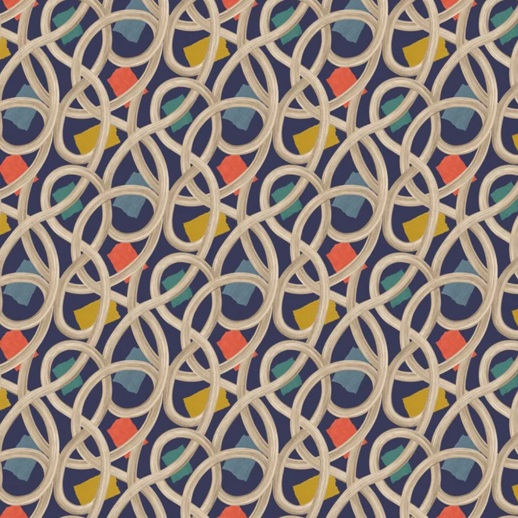 Ohpopsi Twisted Geo Wallpaper Denim Sample