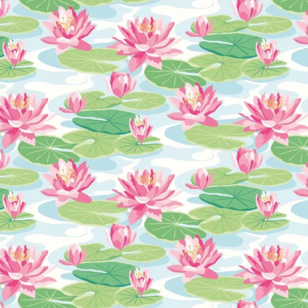 Ohpopsi Waterlily Wallpaper Sky & Rose Sample