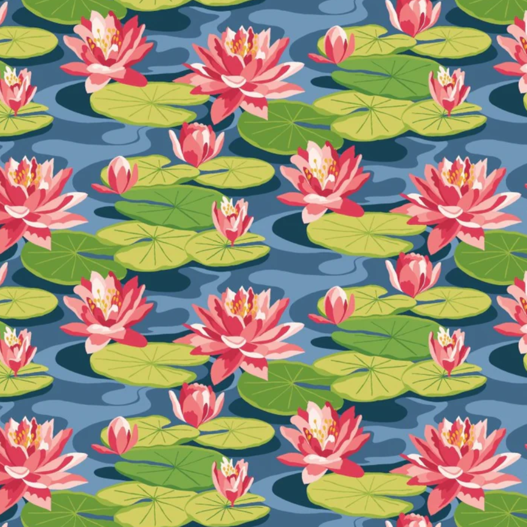 Ohpopsi Waterlily Wallpaper Midnight Rouge Sample