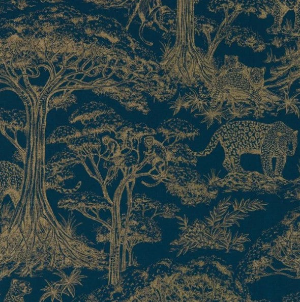 Clarke & Clarke Kisumu Wallpaper - Midnight/Luxe Sample