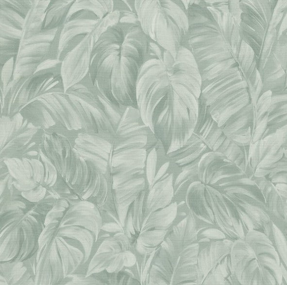 Sketched Palm Leaves Wallpaper - Sage Green Sample