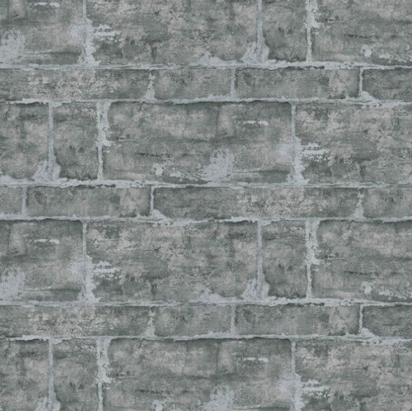 Slate Brick Wall Effect Wallpaper Dark Grey Sample