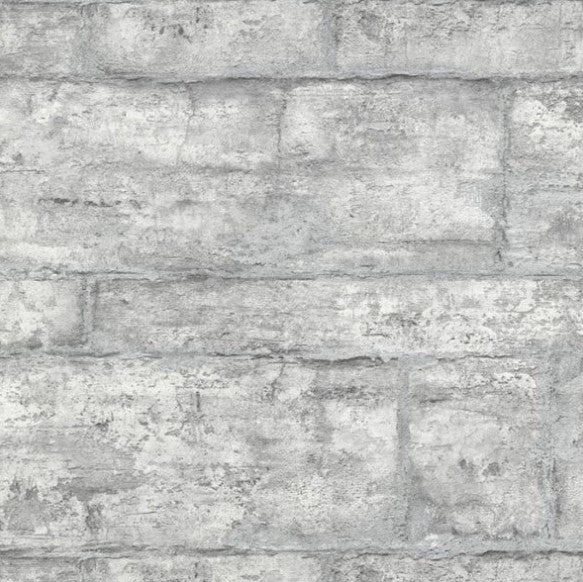 Slate Brick Wall Effect Wallpaper Light Grey Sample